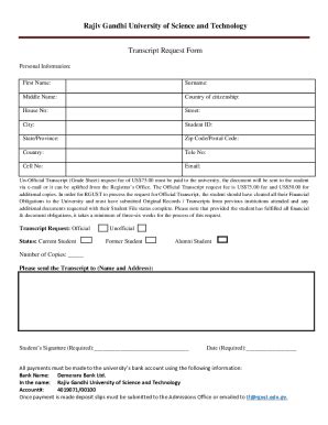 Fillable Online Transcript Request Form Pdf Fax Email Print PdfFiller