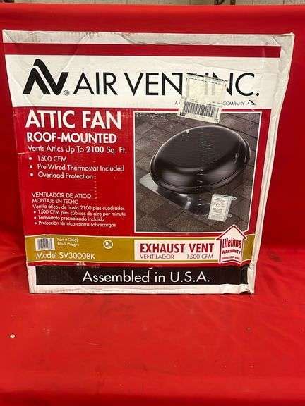 Air Vent Inc Cfm Black Power Roof Mount Attic Ventilator Sierra