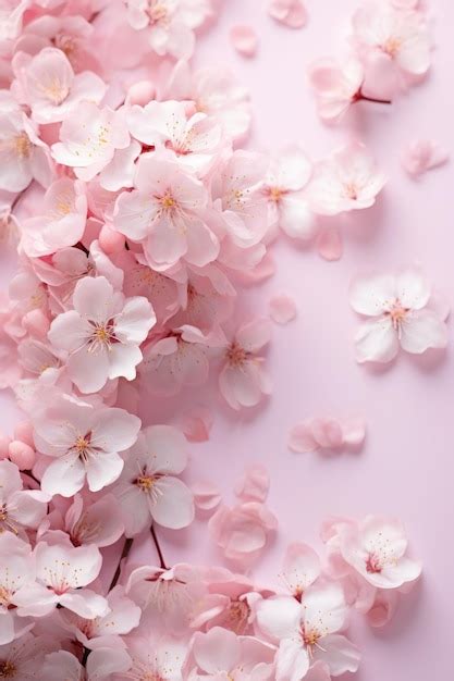 Premium Photo | Light pink cherry blossom flowers on a light pink background