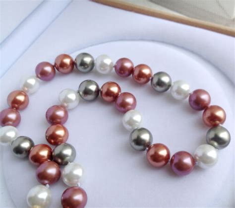 Long Mm Multicolor South Sea Shell Pearl Round Beads Necklace Aaa