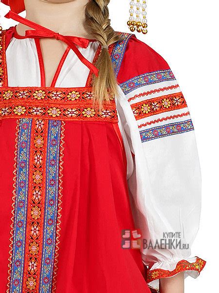 Русский народный костюм "Забава" для девочки льняной красный сарафан и ...