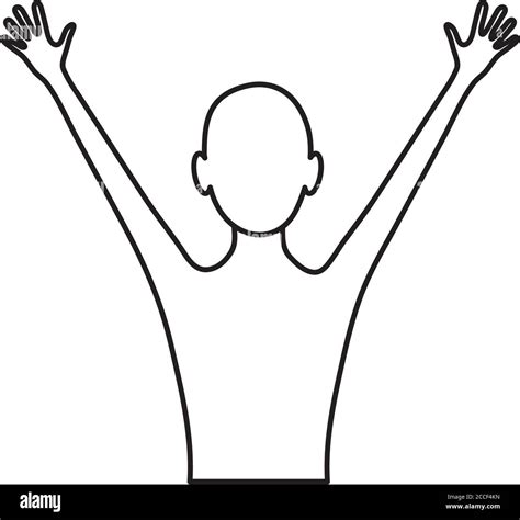 Human Body Concept Avatar Person With Arms Up Over White Background