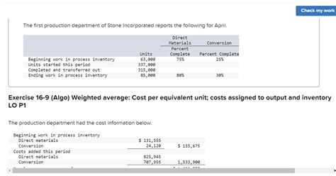 Solved Check My Work The First Production Department Of Chegg