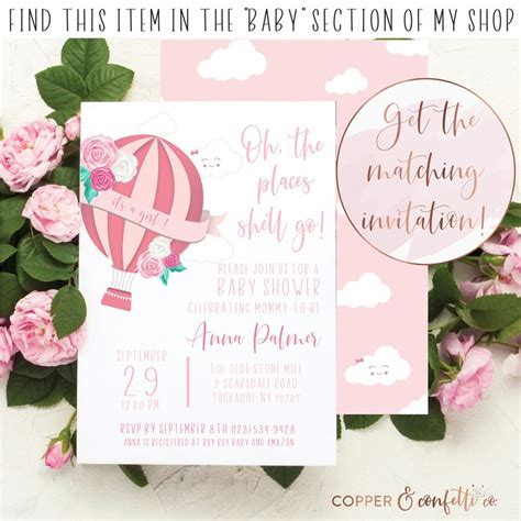 Pink Hot Air Balloon Baby Shower Welcome Sign Girl Baby Etsy