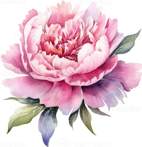 Peony Pink Flower Watercolor Illustration In 2024 Peony Painting Watercolor Flowers Tutorial