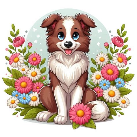 El perro Border Collie Vector Ilustración de dibujos animados Vector