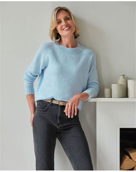 Cloud Blue Cashmere Lofty Raglan Sleeve Sweater Pure Collection