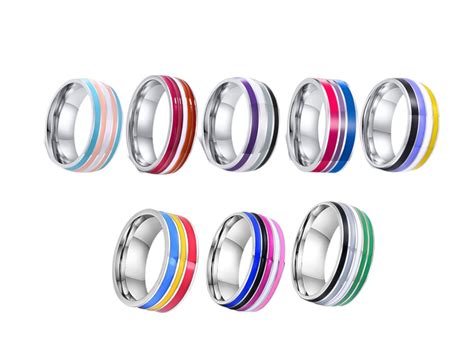 LGBTQ Pride Flag Rings Sizes Sexual Orientation Rings Gay Pride Fashion Pride Month