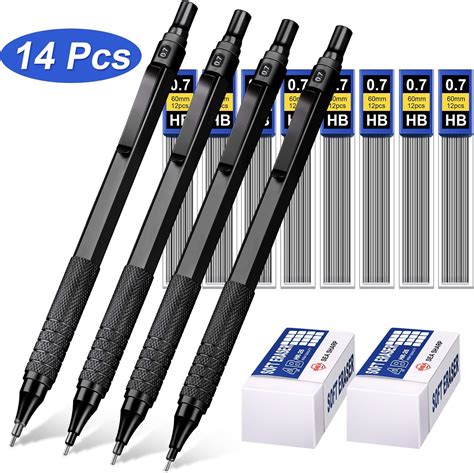 Mechanical Pencils Set 4 Pieces Automatic Metal