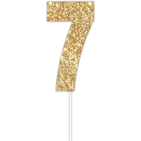 Artwrap Number 7 Glitter Cake Topper Gold Big W