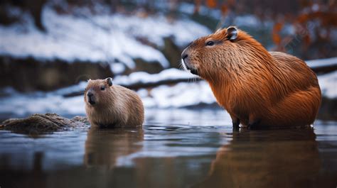 hinh nen nen hai capybaras trong nuoc nen capybara bo bien de thuong