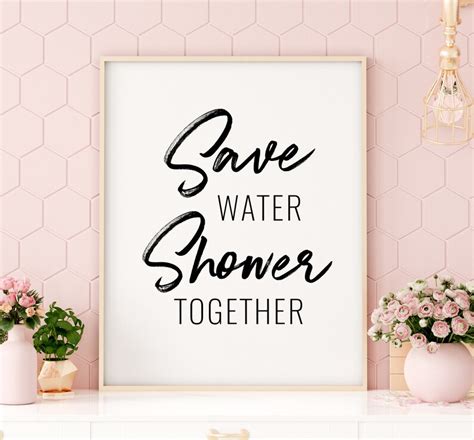 Save Water Shower Together Printable Art Bathroom Art Etsy