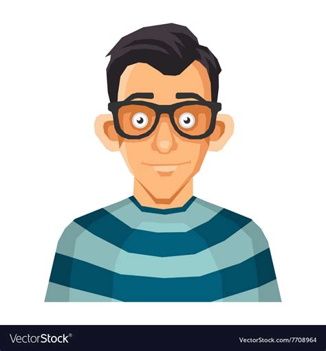 Computer geek face in glasses Royalty Free Vector Image