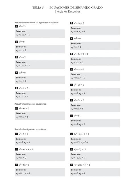 Pdf Tema Ecuaciones De Segundo Grado Ejercicios Pdf File