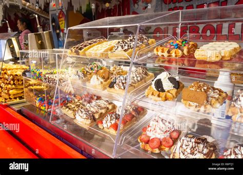 Coated Waffle Stall At Antwerp Christmas Market Grote Markt Antwerp