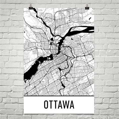 Ottawa ON Street Map Poster - Wall Print by Modern Map Art