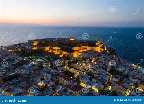 Rethymno City At Crete Island In Greece Aerial View Of The Old