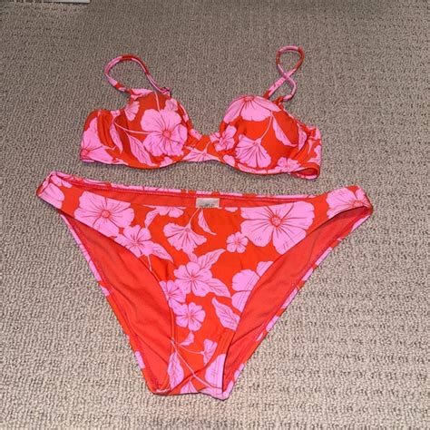 Wild Fable Swim Wild Fable Lowrisehigh Rise Full Coverage Bikini Bottomorangepink Tropical