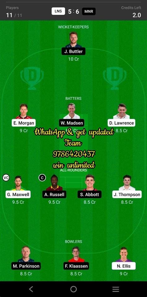 LNS Vs MNR 6th Match Dream11 Team Fantasy Prediction The Hundred