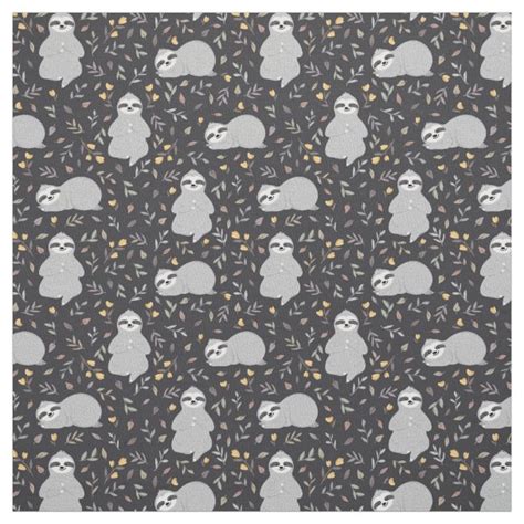 Cute Sloth Pattern Fabric | Zazzle