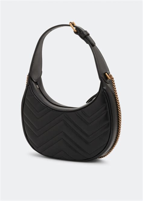 Gucci Gg Marmont Half Moon Shaped Mini Bag For Women Black In Uae