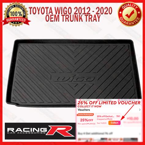 Toyota Wigo 2012 To 2022 OEM Rear Trunk Tray Or Cargo Tray With And