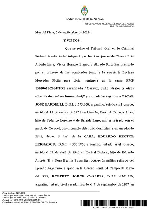 230 sentencia sobre el caso - Poder Judicial de la Nación TRIBUNAL ORAL