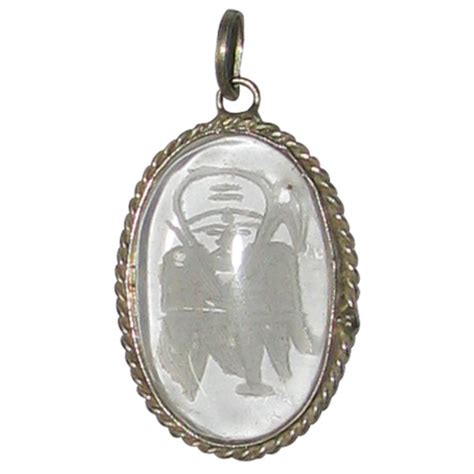 Sri Sainathji Saibaba Sphatik Pendant Crystal Quartz Locket Oval