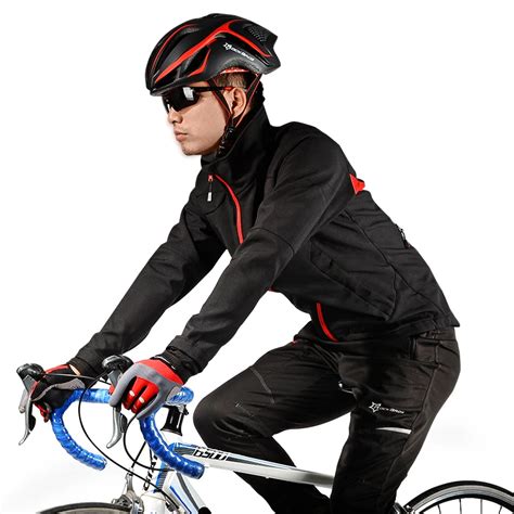 rockbros winter thermal fleece bicycle cycling jacket men windproof