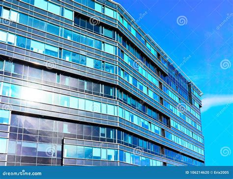 Windows Of Modern Futuristic Glass And Steel Skyscraper Building Stock