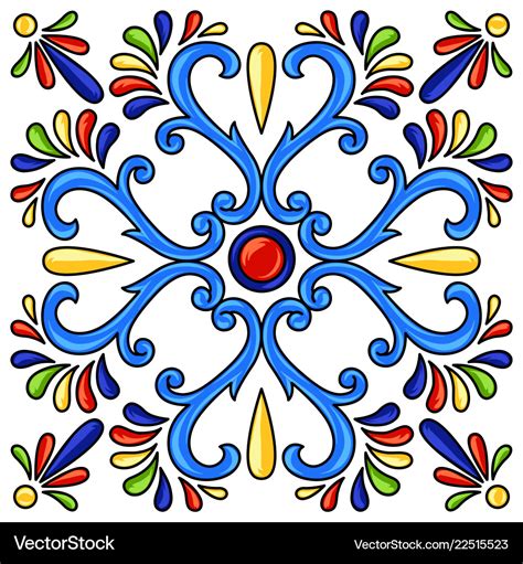 Mexican talavera ceramic tile pattern Royalty Free Vector