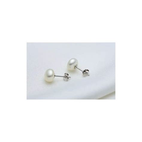 Boucles D Oreilles Perles D Eau Douce Naturelle Mm Argent Bijoux Femme