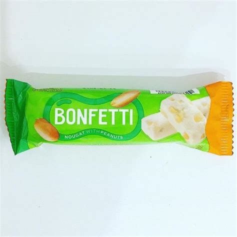 Батончик Bonfetti нуга с жареным арахисом KDV - калорийность, пищевая ...