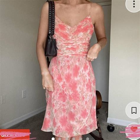 REPOP Peachy Pink Floral Midi Dress By LOFT Ann Depop