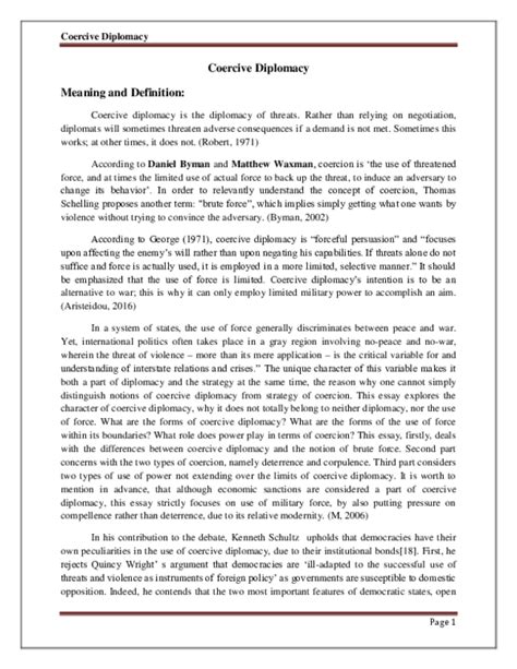 (DOC) Coercive Diplomacy Meaning and Definition | Well Wisher ...