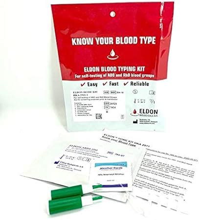 Amazon Blood Type Test Kit Tests Eldoncard Home Blood Group