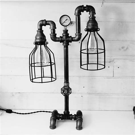 Industrial Steampunk Pipe Desk Lamp Restored Illumination