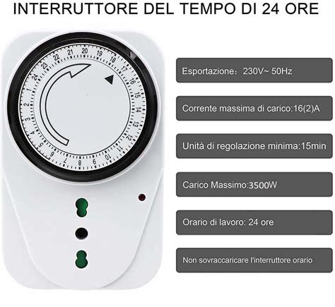 Presa Elettrica Temporizzata Analogico Timer Orologio Giornaliero Ore