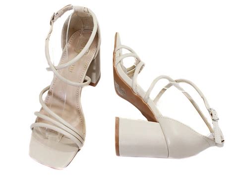 DAMSKIE SANDAŁY NA SŁUPKU PASKI BEŻOWE NUDE oficjalne archiwum Allegro