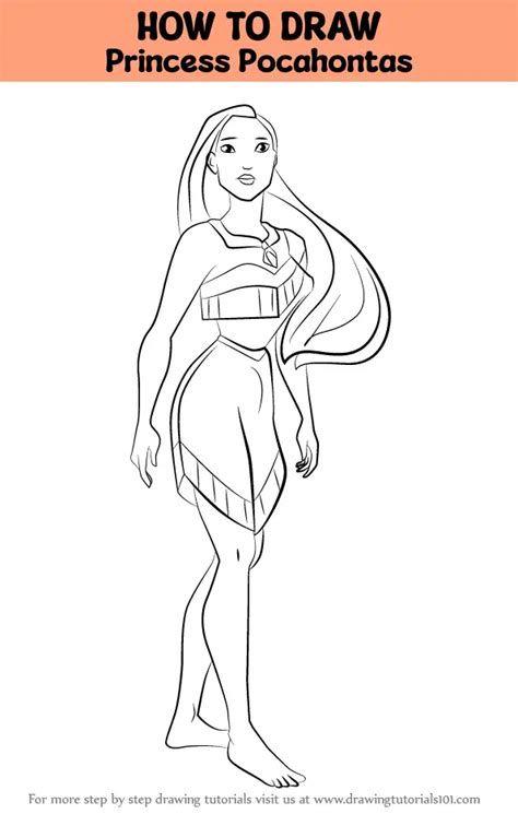 How To Draw Princess Pocahontas Pocahontas Step By Step