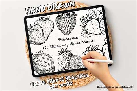 Strawberry Brush Stamps Strawberry Procreate Stamps