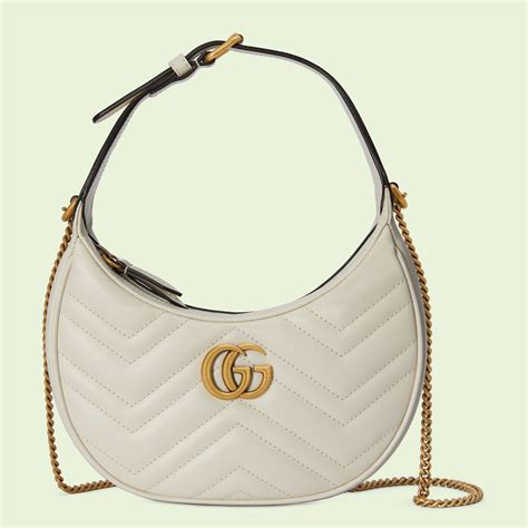 Gg Marmont Half Moon Shaped Mini Bag In White Leather Gucci® Tr