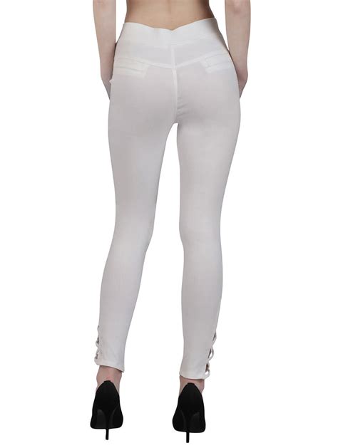 Buy Online White Cotton Jeggings From Jeans And Jeggings For Women By