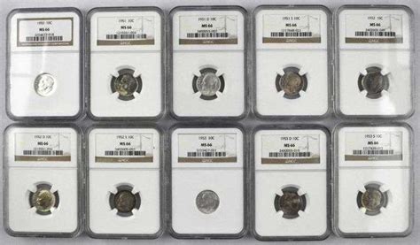 Group Of Ngc Certified Ms Roosevelt Silver Dimes Matthew