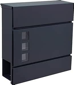 Wall-mounted letterbox with newspaper holder letter box weatherproof Anthracite RAL 7016 ...