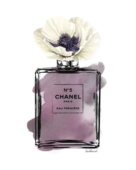 Chanel Watercolor Perfume Bottle X With Gold Effect Printed Perfume