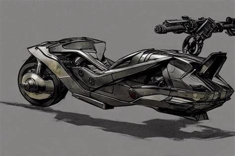 Cyberpunk Hoverbike Parked On City Sidewalk Concept Stable Diffusion