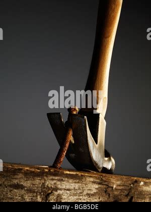 Hammer Removing A Nail From A Wooden Surface Stock Photo 27289671 Alamy