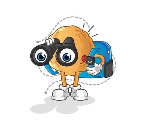 Premium Vector The Meatball With Binoculars Character Cartoon Mascot