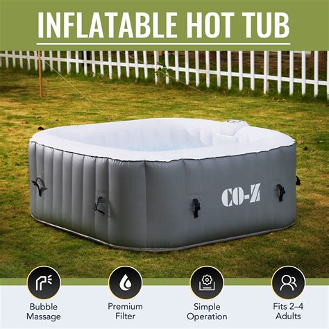 Co Z Ft Inflatable Hot Tub Pool With Massage Jets And All Accessories For Person Gray